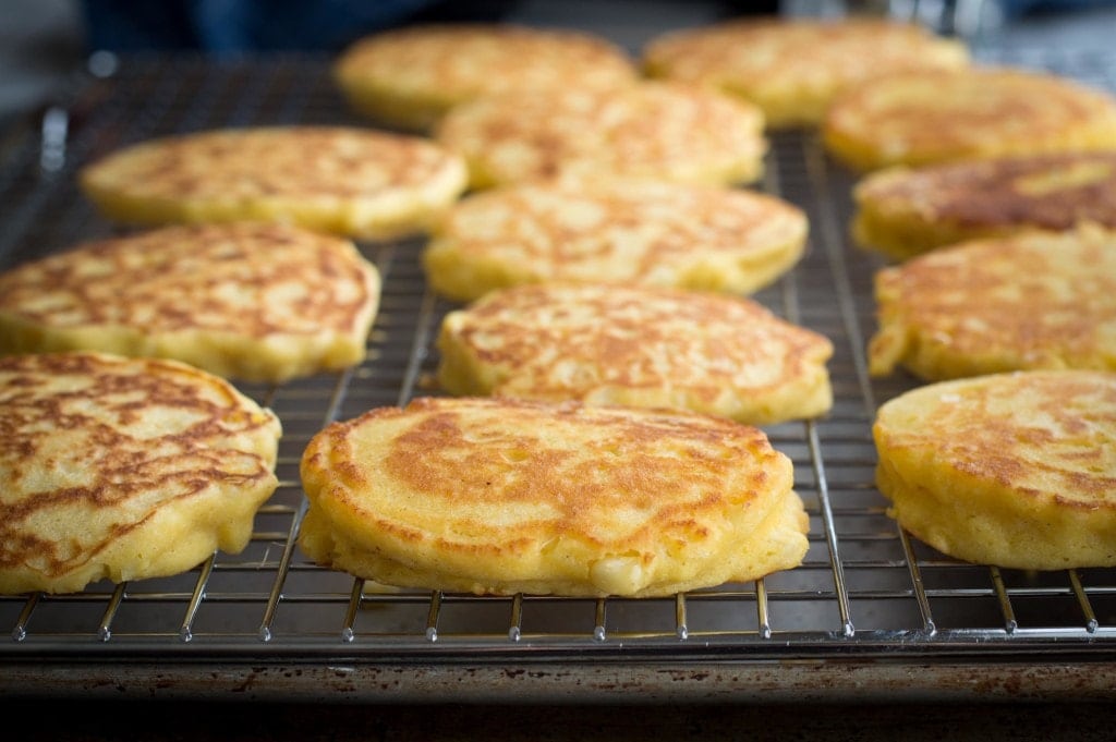 Corn cakes on rack