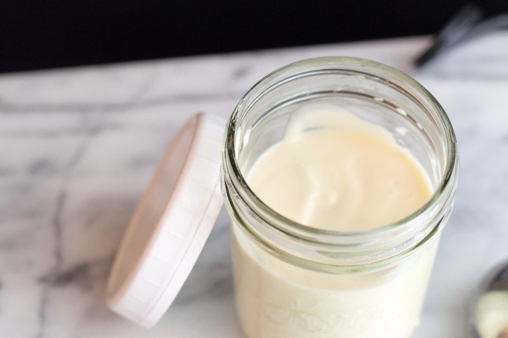 overhead view of homemade mayonnaise