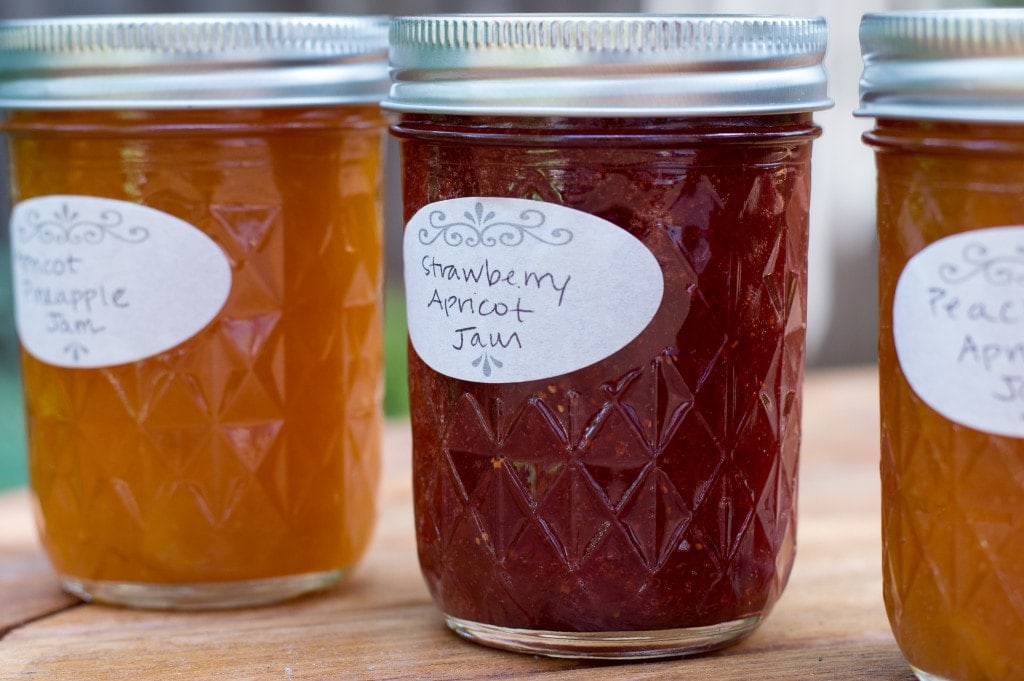 quilted jam jars with labels