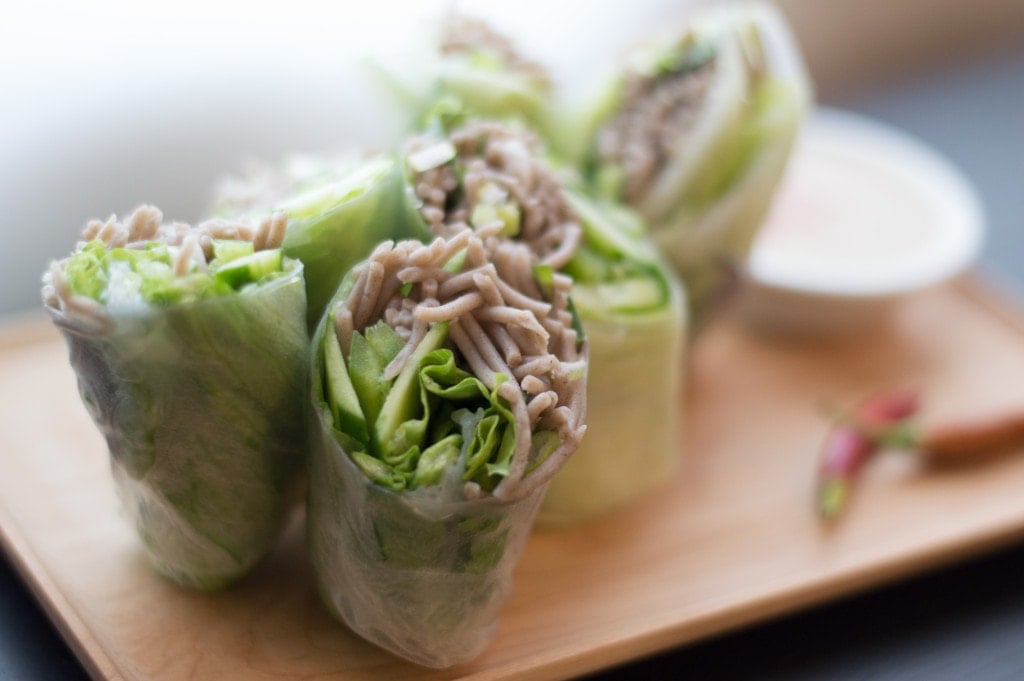 Soba Spring Rolls with Sesame Lime Sauce