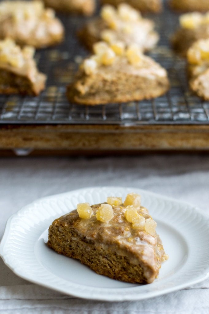 coconut scones with meyer lemon ginger glaze