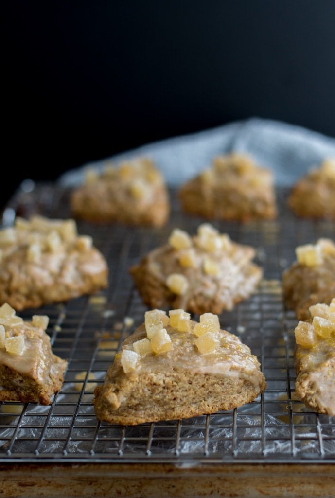 coconut scones with meyer lemon ginger glaze