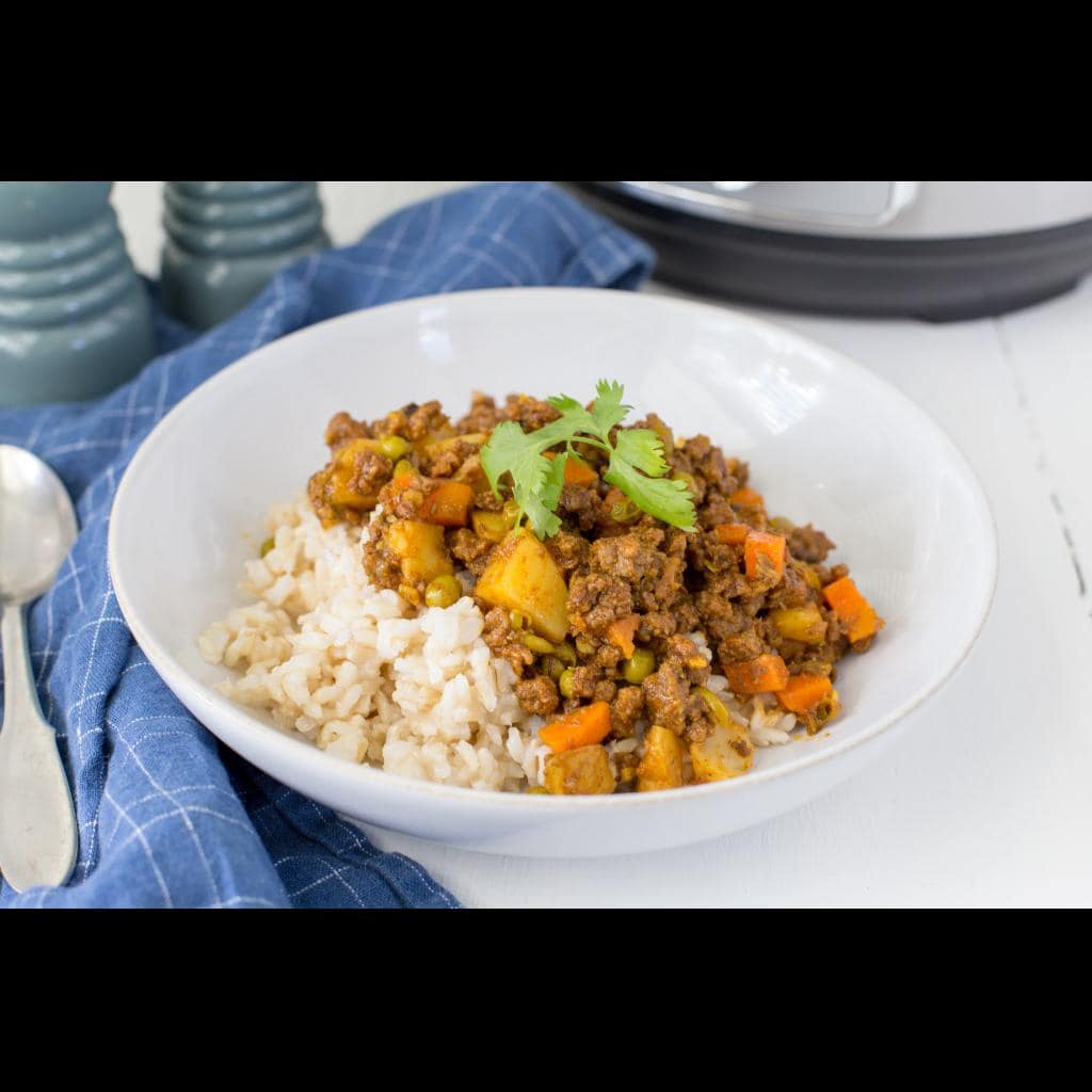 Instant Pot (or skillet) IndianSpiced Ground Beef, Potatoes, & Peas a