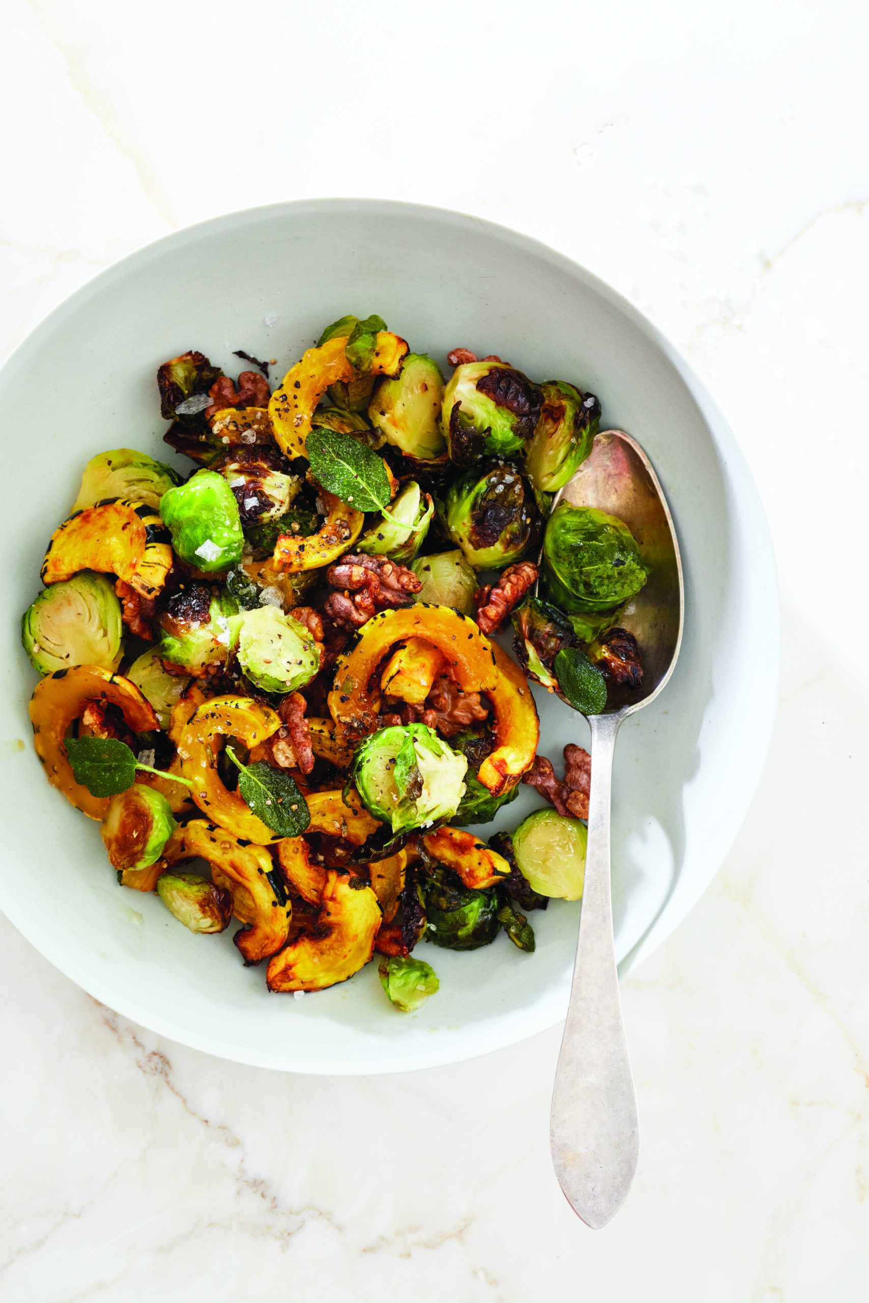 ata squash and Brussels sprouts with walnuts